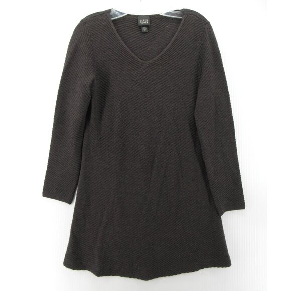 Eileen Fisher Dress Small Sweater Pullover Ribbed Knit Classic V-Neck - Picture 1 of 9